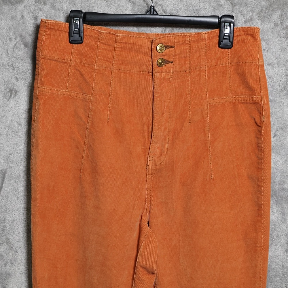 We The Free Womens Pants 31 Orange Corduroy Flared Wide Leg High Rise - Picture 2 of 14